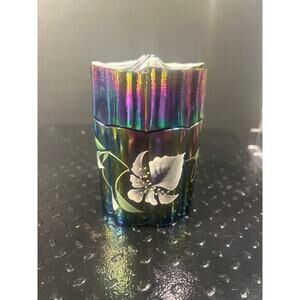 Fenton Carnival Irresdecent Glass Canister - Signed and Hand Painted
